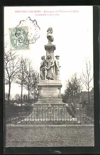 AK Montceau-les-Mines, Monument des Victimes de la Mine, inauguré le 11. Juin 1905