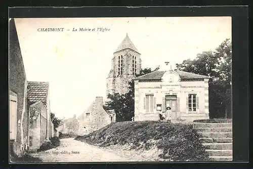 AK Chaumont, La Mairie et l` Eglise