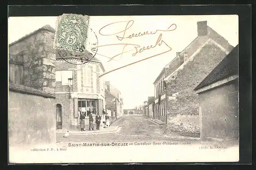 AK Saint-Martin-sur-Oreuze, Carrefour Sens-Pont-sur-Yonne