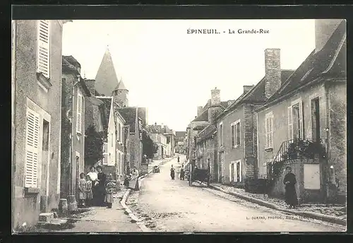 AK Épineuil, La Grande-Rue, Strassenpartie