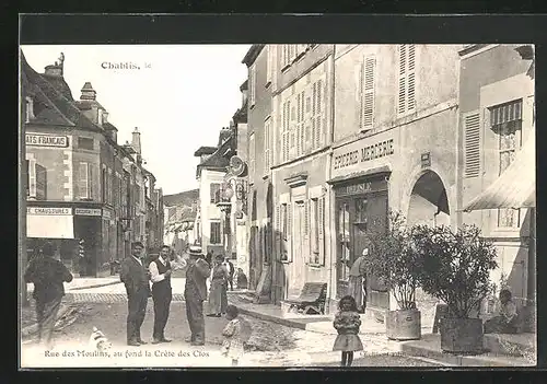 AK Chablis, Rue des Moulins auf fond la Crête des Clos