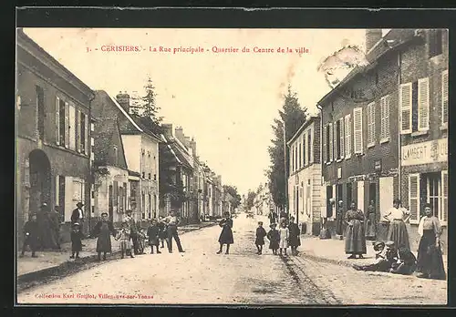 AK Cerisiers, La Rue principale, Quartier du Centre de la ville, Strassenpartie