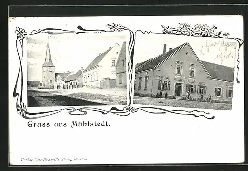 AK Mühlstedt, Gasthof zu Mühlstedt, Kirche