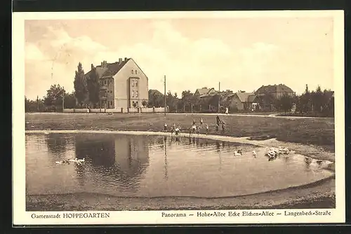 AK Hoppegarten, Panorama, Hohe-Allee Ecke Eichen-Allee