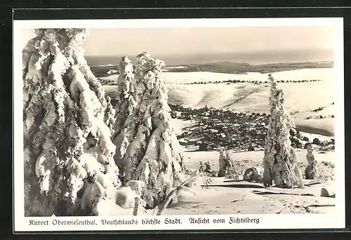 AK Oberwiesenthal, Deutschlands höchste Stadt, Ansicht vom Fichtelberg