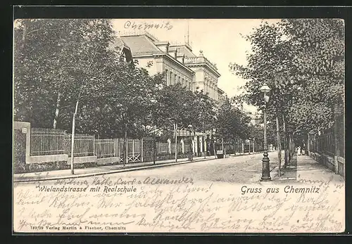 AK Chemnitz, Wielandstrasse mit Realschule