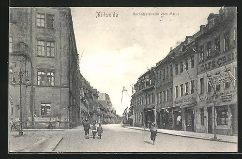 AK Mittweida, Rochlitzerstrasse vom Markt