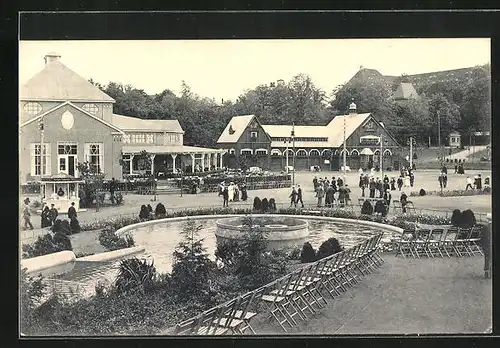 AK Freiberg, Erzgebirgs-Ausstellung 1912, Stühle am Brunnen