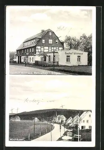 AK Reitzenhain i. Erzgebirge, Gasthof Wildhaus, Wildhäuserzeile