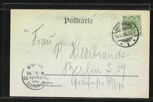 Mondschein-AK Angermünde, Forsthaus bei Nacht