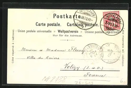 Künstler-AK C. Steinmann Nr. 2138: Interlaken, Ortsansicht, Blick zur Jungfrau