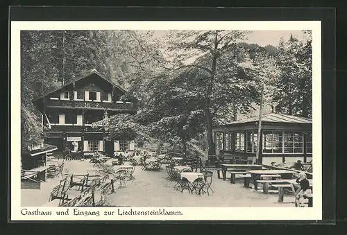 AK St. Johann / Pongau, Gasthaus und Eingang zur Liechtensteinklamm