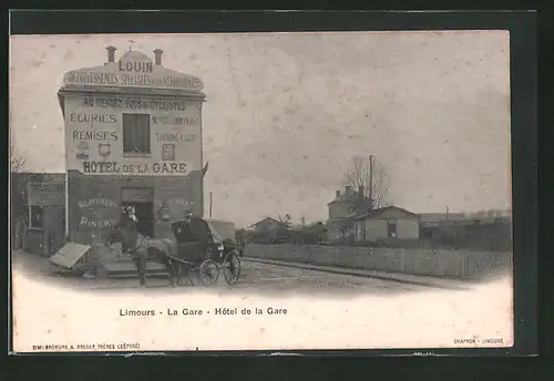 AK Limours, La Gare, Hotel de la Gare, Bahnhof