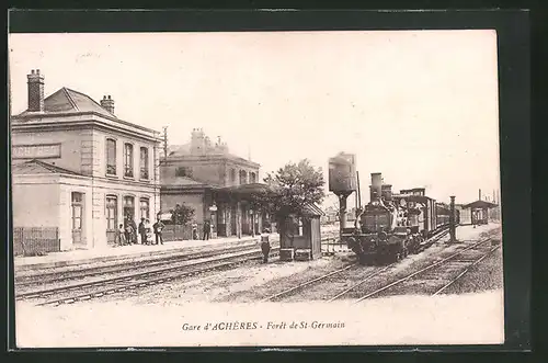 AK Achères, La Gare, Foret de St. Germain, Bahnhof