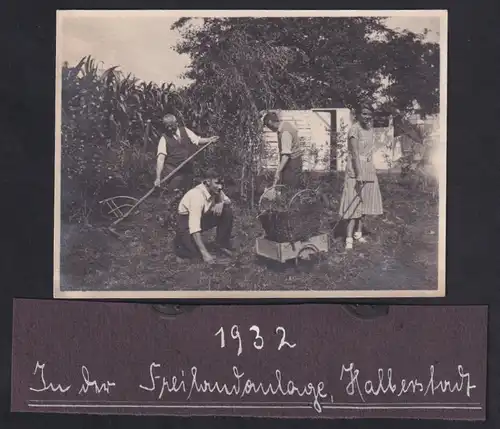 Fotografie Fotograf unbekannt, Ansicht Halberstadt, Bürger pflegen Gemeinschaftliche Freizeitanlage 1932