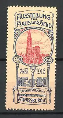 Reklamemarke Strassburg i. E., Ausstellung für Haus und Herd 1912, Kirche