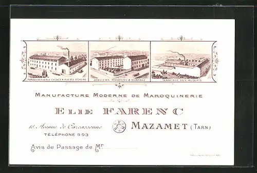 AK Mazamet, Manufacture Moderne de Maroquinerie Elie Farenc, Ateliers, Tannerie des Auques