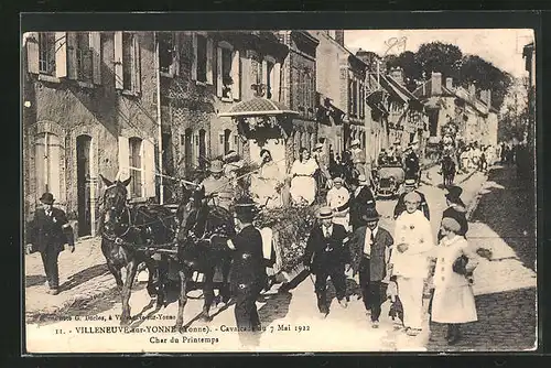 AK Villeneuve-sur-Yonne, Cavalcade du 7 Mai 1922, Char du Printemps