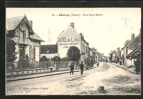 AK Charny, Rue Saint-Martin et Hotel de l'Écu