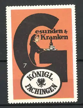 Reklamemarke Serie Königl. Fachingen Mineralwasser, Bild 7, Krankenschwester mit Tablett, Buchstabe G