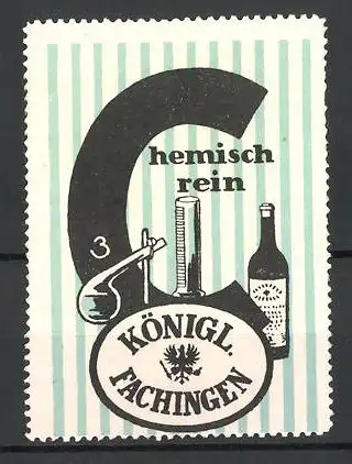 Reklamemarke Serie Königl. Fachingen Mineralwasser, Bild 3, Reagenzgläser und Wasserflasche, Buchstabe C