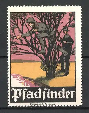 Reklamemarke Pfadfinder klettert in einem Baum