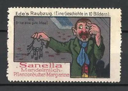 Reklamemarke Sanella Mandelmilch-Pflanzenbutter-Margarine, Serie Ede's Raubzug, Bild 2