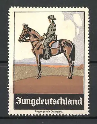 Reklamemarke Jungdeutschland, Pionier sitzt in Uniform auf einem Pferd