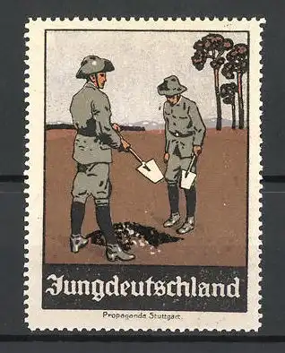 Reklamemarke Jungdeutschland, Pioniere schaufeln ein Loch