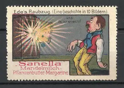 Reklamemarke Sanella Mandelmilch-Pflanzenbutter-Margarine, Serie Ede's Raubzug, Bild 6