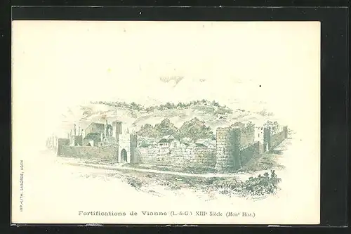 Künstler-AK Vianne, Fortifications XIIIe siecle, Mont Hist.