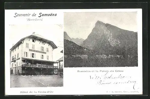 AK Samoens, Hotel de la Croix-d`Or, Panorama et la Pointe du Criou