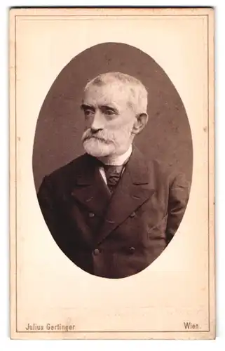 Fotografie Julius Gertinger, Wien, Margarethenstr. 28, Portrait betagter Herr mit grauem Bart und Haar