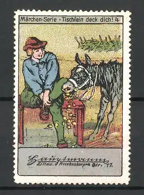 Reklamemarke Märchen-Serie Tischlein deck dich!, Bild 4, Goldesel