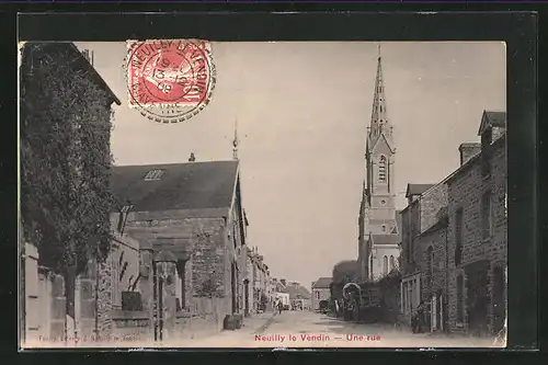 AK Neuilly le Vendin, Une Rue avec vue vers l`Eglise