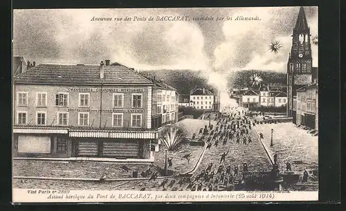 AK Baccarat, Acienne rue des Ponts, incendiée par les Allemands