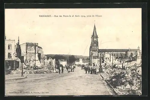 AK Baccarat, Rue des Ponts 1914, prise de l'Ouest