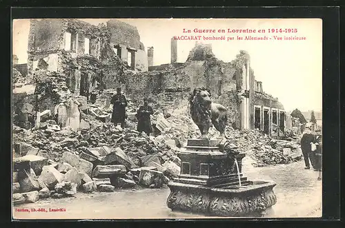 AK Baccarat, bombardé par les Allemands, Vue intérieure