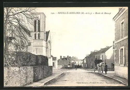 AK Bouille-Menard, Route de Renaze avec Eglise