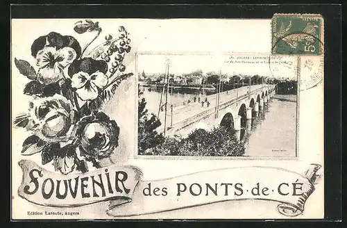 AK Angers, Les Ponts-de-Ce, Vue du pont Dumnacus sur la Loire et les Quai