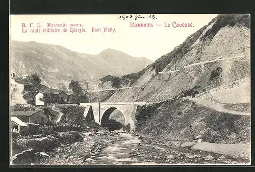 AK Mléty, la route militaire, le Pont