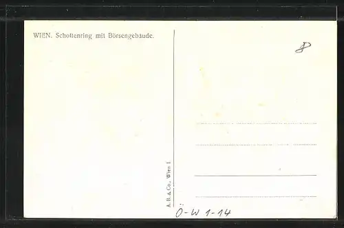 Künstler-AK Wien, Schottenring mit Börsengebäude und Strassenbahn