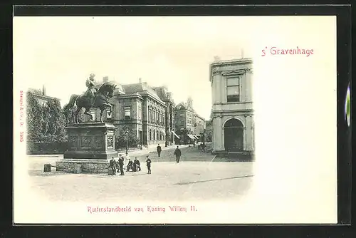 AK s'Gravenhage, Ruiterstandbeeld van Koning Willem II.