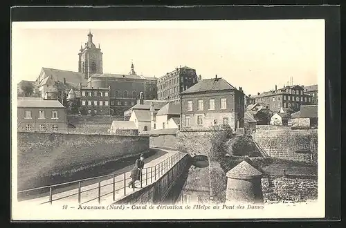 AK Avesnes, Canal de dérivation de l'Helpe au Pont des Dames