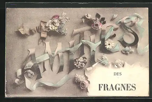 AK Fragnes, Amities mit Blumen und Schleifenband