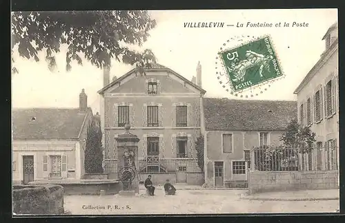 AK Villeblevin, la Fontaine et la Poste