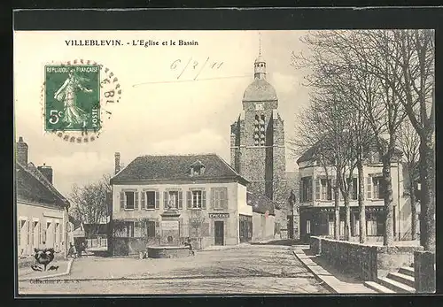 AK Villeblevin, l'Eglise et le Bassin