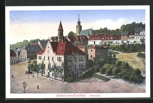 AK Hohenstein-Ernstthal, Altmarkt aus der Vogelschau