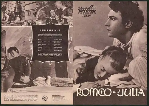 Filmprogramm PFP Nr. 92 /59, Romeo und Julia, Laurence Harvey, Susan Shentall, Regie: Renato Castellani