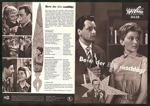 Filmprogramm PFP Nr. 108 /59, Bevor der Blitz einschlägt, Christine Laszar, Horst Drinda, Regie: Richard Groschopp